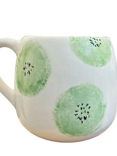 Кружка ручной работы Катя Вебер «Киви», белая, керамика, 400 мл, круглая