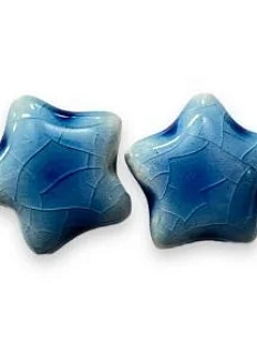 Серёжки-гвоздики КерамЕлКа «Звездочки», керамика, синие