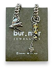 Асимметричные серьги-конструкторы Бур.Мур mini «Колибри и цилиндр», латунь, яшма