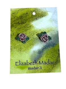 Серёжки-гвоздики Elizabeth Madar Розочки, керамика, розовые