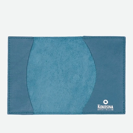 Обложка на паспорта с самолётом Kokosina bags, натуральная кожа, васильковая, фото 2.