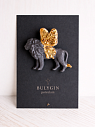 Брошь ручной работы Bulygin «Лев», фарфор, чёрно-золотистая, превью фото 5