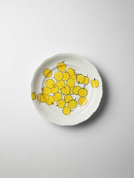 Тарелка ручной работы Жёлтая черешня, керамика, 16,5 см, фото 1.