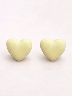 Серёжки-гвоздики КерамЕлКа Сердечки, керамика, лимонные