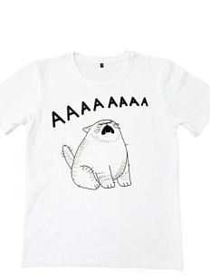 Футболка Barking Store «Кот АААА», XL муж., белый
