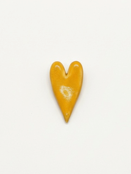 Брошь ручной работы «Длинное сердце», оранжевая, керамика, фото 1.