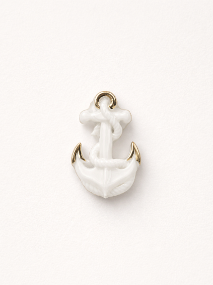 Брошь ручной работы Bulygin «Якорь», фарфор, бело-золотистая, фото 7.