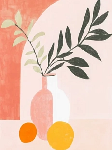 Постер интерьерный DARI DARI «Ваза с ветками и апельсинами», А3