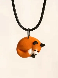 Подвеска ручной работы Боттери керамика «‎Спящая лисичка»‎, керамика