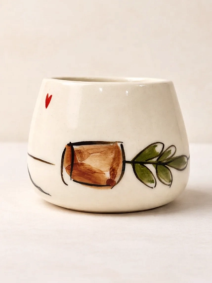 Кружка ручной работы НАДО ЖЕ с росписью «Котик в коробке», белая, керамика, 300 мл, фото 3.