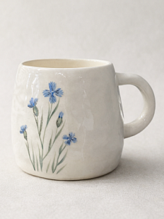 Кружка ручной работы бочонок «Васильки», керамика, 300 мл