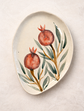 Блюдце ручной работы Верба керамика Гранаты, керамика, 14 см