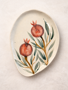 Блюдце ручной работы Верба керамика Гранаты, керамика, 14 см