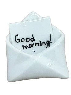 Магнит ручной работы конверт с пожеланием «Good morning!», керамика