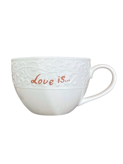 Чашка для чая ручной работы Мадам де Тюль с фигуркой внутри Пара лисят в цветах, белая, фарфор, 250 мл, фото 3.