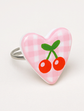 Кольцо Радость Рядом «Сердце с вишенками», полимерная глина, незамкнутое, розовое