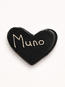 Брошь ручной работы сердечко «Мило», чёрная, керамика, превью фото 1