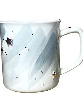 Кружка ручной работы Анна Герман с золотыми звёздочками, бело-голубая, фарфор, 450 мл