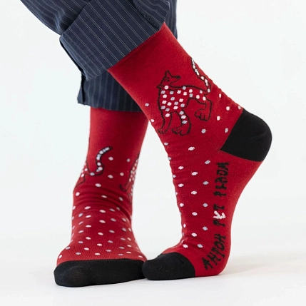 Носки «Леопард имеет повод хулиганить», р-р 38-41, красные, фото 1.