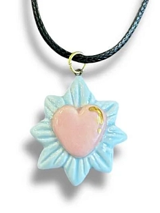 Подвеска керамическая ручной работы с сердцем, розовая