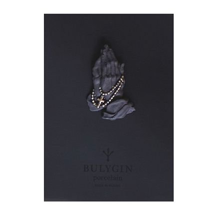 Брошь ручной работы Bulygin «Молитва», фарфор, чёрно-серебристая, фото 2.