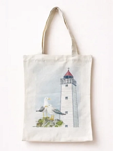 Сумка шоппер Elizabeth Madar «Чайки и маяк», белый