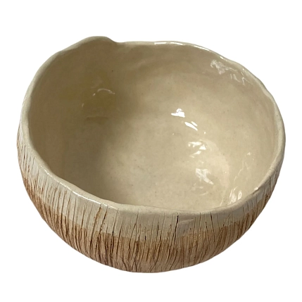 Пиала ручной работы Катя Вебер Кокос с полосками, керамика, 250 мл, плоская, фото 2.