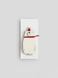 Бирка для подарка ВОЕ «Белый медведь в шарфе», на прищепке, 7 см