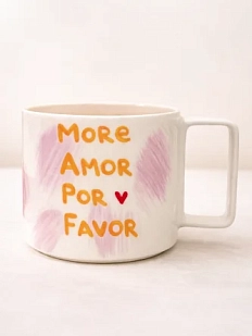 Кружка ручной работы РУКИ В ГЛИНЕ «More amor por favor», керамика, 450 мл