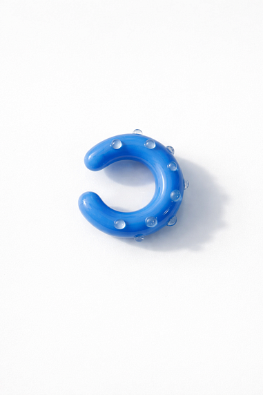 Кафф глянцевый, стекло, васильковый, в объёмный горошек, фото 1.