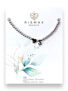 Браслет ручной работы с буквой S и сердцем, нержавеющая сталь