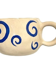 Кружка ручной работы Малёма с росписью «Спирали», синяя, керамика, 250 мл
