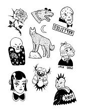 Временные тату Валя Карнавалова «Ящеры чёрно-белые», 10 шт