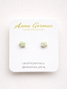 Серёжки-гвоздики Анна Герман «Звёздочки», фарфор, зеленые мраморные, превью фото 1