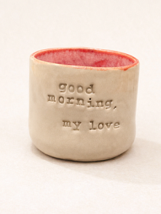 Стакан ручной работы с надписью «good morning, my love», бежевый, керамика, 350 мл