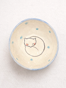 Пиала ручной работы НАДО ЖЕ с росписью «Песец», белая, керамика, 10 см