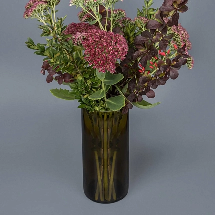 Ваза из винной бутылки Полбутылки «Магнум», оливковая, 21 см, фото 1.