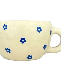 Кружка ручной работы Малёма с росписью Синие цветочки, керамика, 300 мл