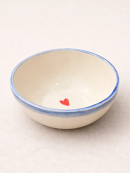 Пиала ручной работы НАДО ЖЕ с росписью «Сердечко», белая, керамика, 10 см, фото 2.