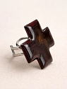 Кольцо ручной работы КерамЕлКа «Крест», черно-коричневое, фарфор, превью фото 2