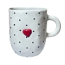 Кружка ручной работы Катя Вебер в чёрную точку с сердечком, белая, полуфарфор, 300 мл, превью фото 1