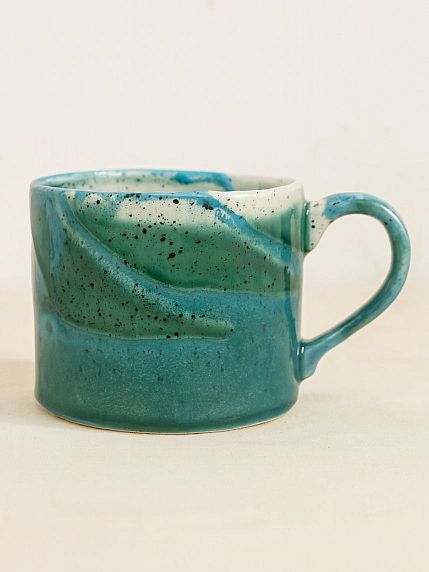 Кружка ручной работы NF ceramics «Жизнь состоит из таких моментов, как этот», сине-зелёная, керамика, 500 мл, фото 2.