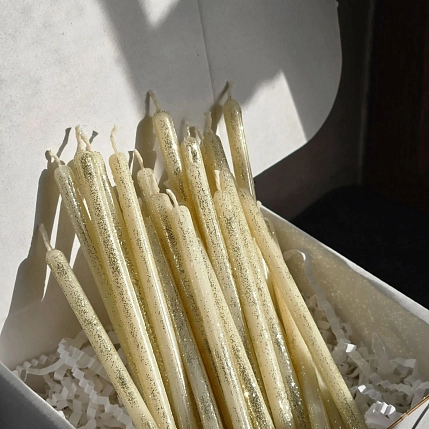 Набор свечей для торта, золотой, фото 2.