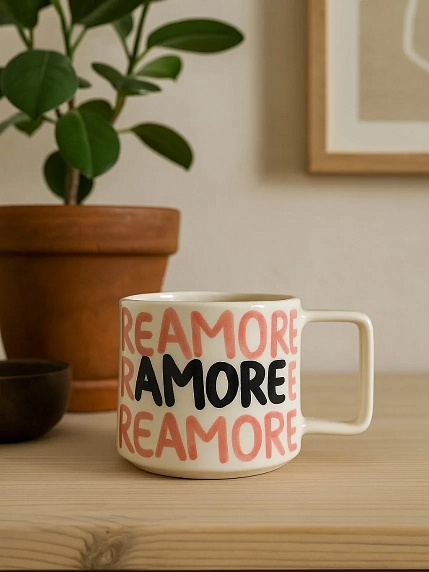 Кружка ручной работы РУКИ В ГЛИНЕ «Amore», керамика, 450 мл, фото 3.