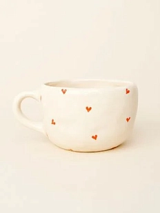 Кружка ручной работы Керамур «Сердечки», белая, керамика, 350 мл