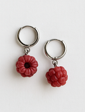 Серьги-конго «Малина», полимерная глина