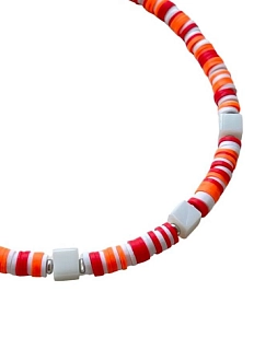 Чокер ручной работы, красно-оранжевый, каучук