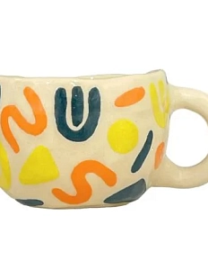 Кружка ручной работы Малёма с росписью «Абстракция», сине-оранжевая, керамика, 250 мл