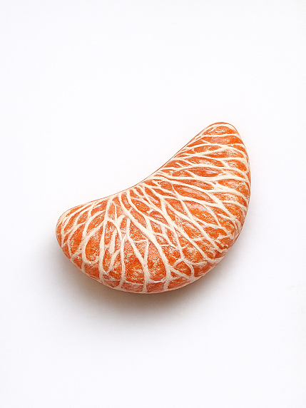 Брошь ручной работы «Долька мандарина», полимерная глина, фото 2.