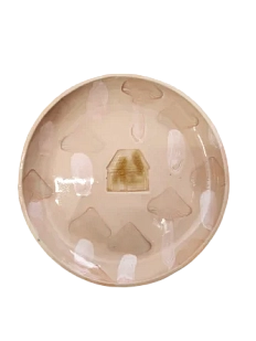 Тарелка ручной работы «Домик», бежевая, керамика, 15 см